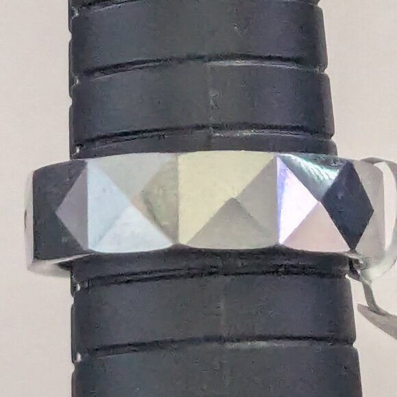 INOX Gun Metal Tungsten Carbide Diamond Chip Men's Wedding Band Size 10 - Picture 4 of 6